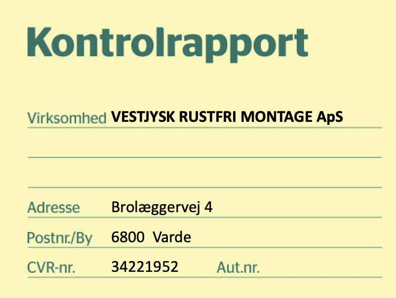 Kontrolrapport fra Fødevarestyrelsen